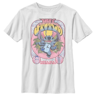 Boy's Lilo & Stitch Ohana Groovy Stitch Poster T-shirt - White - X ...