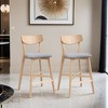 Wooden Bar Chairs Set of 2, Modern Soft Upholstered Kitchen Island Chairs, Counter Height Stool with Backrest - Leovsnove - 3 of 4
