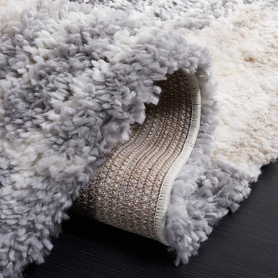 Fontana Ivory and Grey Rectangular Shag Area Rug