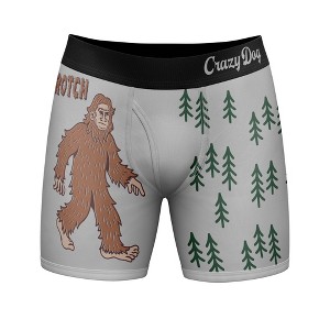 Mens Sascrotch Boxer Briefs Funny Saying Big Foot Joke Graphic Novelty Underwear For Guys - Crazy Dog Boxer Briefs - 1 of 4
