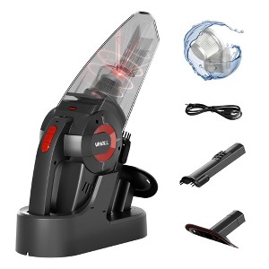 WHALL Handheld Cordless Car Vacuums, Wet and Dry Use 9KPa Strong Suction Vacuums, Rechargeable Portable Vacuum Cleaner with LED, Charging Dock, Red - 1 of 4