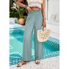 Women's Casual Flowy Pleated Loose Wide Leg Pants Lightweight High Elastic Pleated Waist Trouser with Pockets - 3 of 4