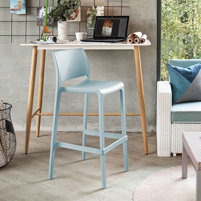 Lagoon Sensilla Baby Blue Stackable Resin Bar Stools, Set of 2 • Spoken
