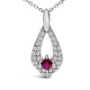 Haus of Brilliance Silver Created Red Ruby and White Sapphire Pear Shaped Pendant Necklace - 2 of 4