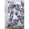 Inky Roses Shower Curtain Blue - Deny Designs: Floral Pattern, Microfiber, Machine Washable, Ring Top - 2 of 4