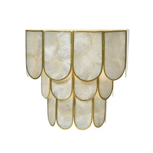 Storied Home 4-Tier Capiz and Metal Wall Sconce: ETL & UL Listed, 1-Way On Off, No Battery Required - 1 of 4