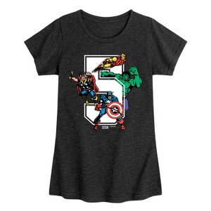 Girls' - Marvel - Avengers Birthday 5 Fitted Short Sleeve Graphic T-Shirt - 1 of 4