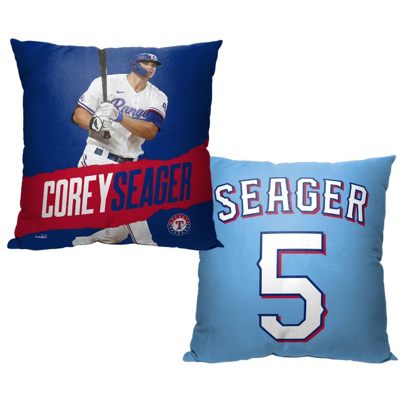 18&#34;x18&#34; MLB Texas Rangers 23 Corey Seager Player Printed Throw Decorative Pillow, 3 of 6