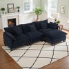 EHMKNP 3-Seat Corduroy Modular Sleeper Sectional Sofa - Comfy Upholstered with Ottoman for Living Room - 3 of 4