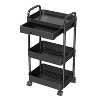 LunaLulinlk Rolling Utility Cart Movable Storage Organizer with Drawer Lockable Wheels,3 Tier - 2 of 4