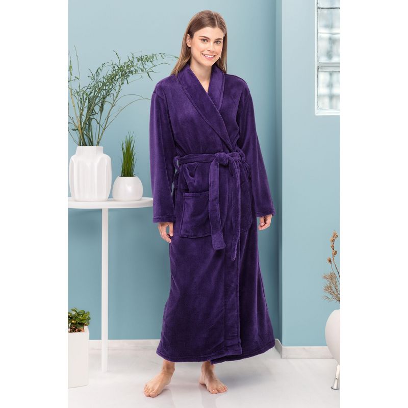 Women's Cozy Fleece Winter Wrap Around Robe, Long Plush Bathrobe, 2 of 7