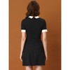 Allegra K Women's Vintage Work Contrast Color Short Sleeve Fit and Flare Dress - 4 of 4