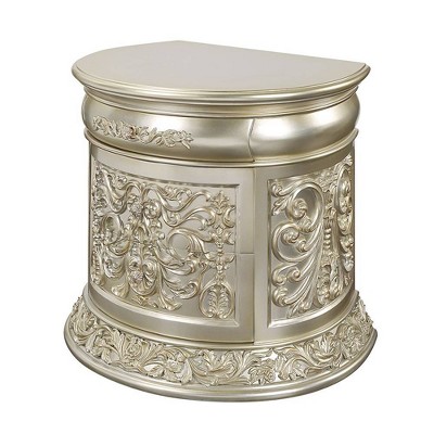Sorina Antique Gold Oval 3-Drawer Nightstand