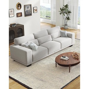 89" Comfy 3 Seater Sofa, 3 Seater Couch for Living Room, Supportive with Thickened Cushion, Removable & Washable Covers, Cotton-Linen Couches, Grey - 1 of 4