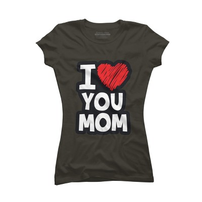Junior's Design By Humans I Love You Mom Heart By solon2020 T-Shirt