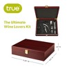 True Wine Tools Boxed Kit with Lever Corkscrew, Foil Cutter, Chrome Bottle Stopper, Aerator Pourer, 2 Worms, Champagne Stopper, Set of 7, Brown - 3 of 4