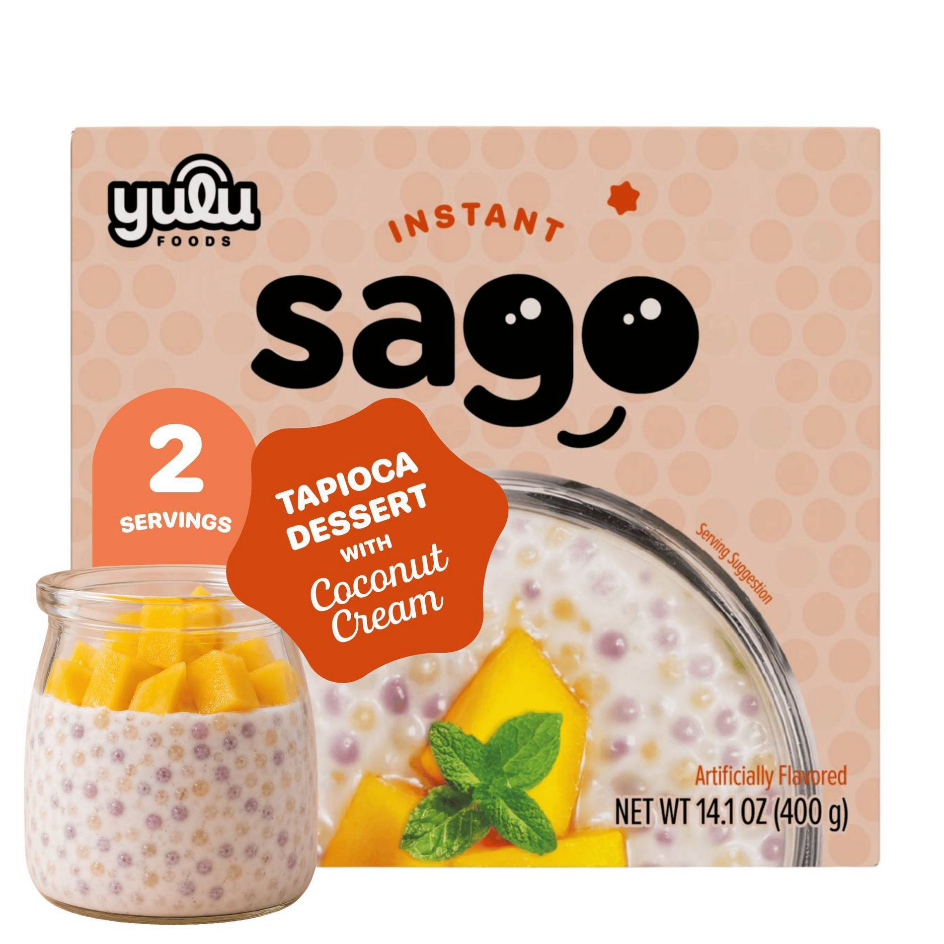 YULU Instant Sago Tapioca Pearl and Coconut Dessert Kit - 14.1oz/2ct