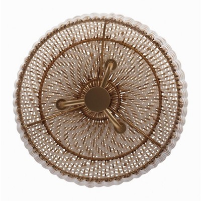 Zanzibar Soft Gold and Rattan 3-Light Pendant