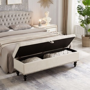 NicBex Rectangular Linen Storage Ottoman Bench,Upholstered Storage Ottoman with Tufted Top,Modern Storage Bench for Living Room,Bedroom - 1 of 4