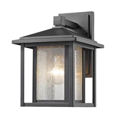 1 Light Outdoor Wall Mount Sconce Black with Seedy Glass Panels - Aurora Lighting