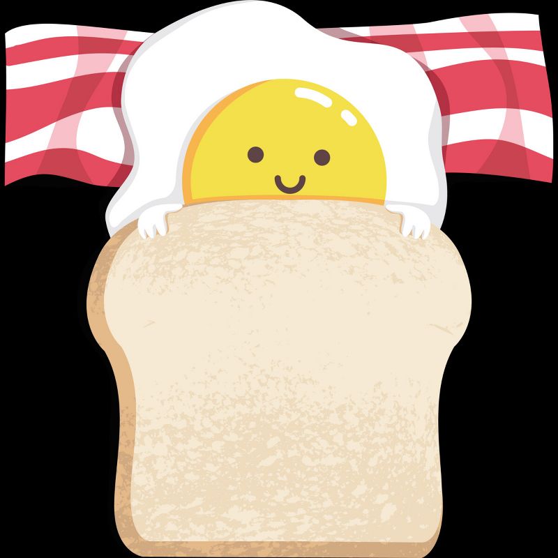 Junior's Design By Humans Cute Cartoon Sunny Egg, Toast, Bacon By radiomode T-Shirt, 2 of 3