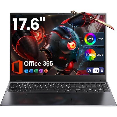 Laptop 17.6 inch, Laptop Computer with Office 365, 16GB DDR5 RAM, 640GB Storage, N95 CPU, Backlit Keyboard, WiFi 6, Bluetooth 5.2, 1920*1200,100% sRGB
