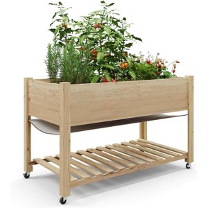 48x24x30 in Raised Garden Bed with Wheels,Elevated Raised Planter Box Outdoor for Growing Vegetables and Herbs,Sturdy Wooden Raised Table Garden Bed - 1 of 4