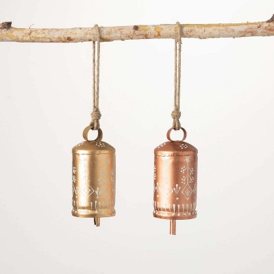 Sullivans Metallic Hammered Metal Bells Gold 4.5"H Metal Set of 2