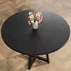 Industrial Round Dining Table, 47 Inch Round Kitchen Table for 4, Dinner Table with Wooden Top and Metal Base for Dining Room, Living Room - 4 of 4
