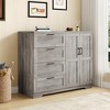 Garvee 43.3'' H Armoire Wardrobe Closet with 4 Drawers and 2 Doors, Hanging Rod, Multifunctional Wooden Dresser with Storage Closet - 4 of 4