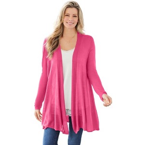 Woman Within Lightweight Open Front Cardigan - 1 of 4