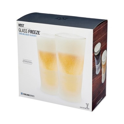 Clear Double-Walled Glass Beer Freezer Cups, Set of 2