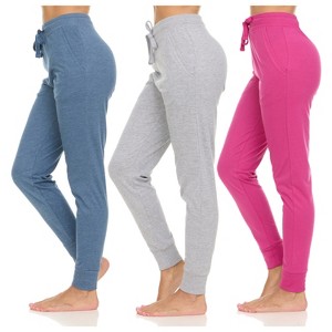 Womens Running Workout Yoga Leggings with Pockets and Elastic Cuff, Up to 2XL, Pack of 3 - 1 of 4