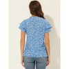 Allegra K Women's Summer V Neck Cap Short Sleeve Button Floral Print Shirt - 4 of 4