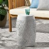 KWPZQEB Barrel Side Table, Lace Cut Design Outdoor Side Table, Weather Resistant Metal End Table for Patio Balcony Garden Living Room - 2 of 4