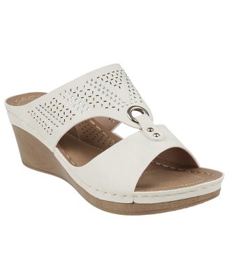 Gc Shoes Marbella White 10 Embellished Comfort Slide Wedge Sandals : Target