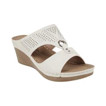 Gc Shoes Naples White 9 Flower Comfort Slide Wedge Sandals : Target