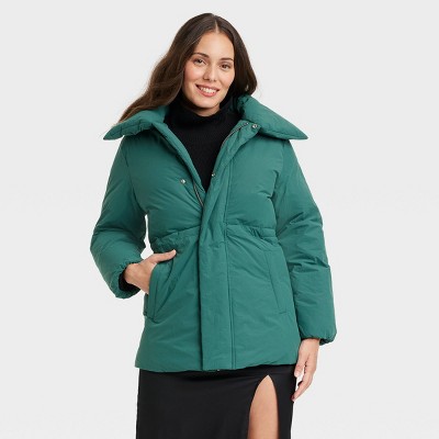 Green puffer jacket clearance women's