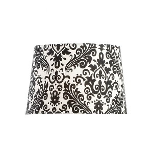 Aladdin Oil Lamp Shade, Cloth, 12 inch Base Fitter Lampshade, Black and White Damask Print - 1 of 4