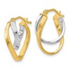 Black Bow Jewelry 14k Two Tone Gold Double Freeform Hoop Earrings, 17mm (5/8 Inch) - 2 of 4