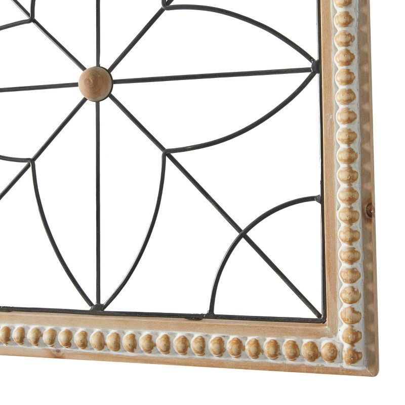 Set of 4 Wood Geometric Carved Beading Wall Decors with Metal Wire Brown - Olivia &#38; May, 5 of 6