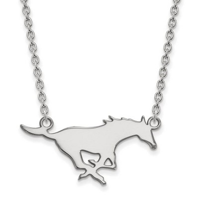 Black Bow Jewelry 10k White Gold Southern Methodist Mustangs NCAA Necklace 18 Inch