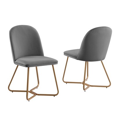 Dining Chair Set of 2 Upholstered Armchairs with Cross Golden Legs for Kitchen Restaurant - Morden Fort