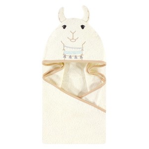 Little Treasure Baby Unisex Cotton Animal Face Hooded Towel, Neutral Llama, One Size - 1 of 1