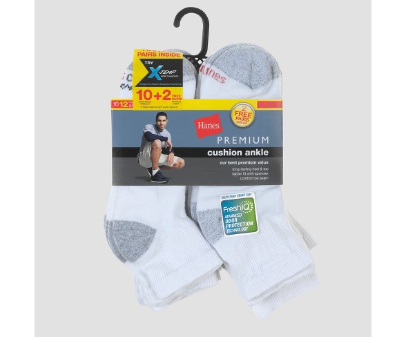 Hanes&#174; Premium Men's 10pk +2 Free Pair Ankle Socks - White 6-12