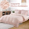 Ruffled Duvet Cover, 3 Pieces Soft Washed Microfiber Duvet Cover Set Shabby Chic Home Bedding Duvet Covers with Button Closure - 2 of 4