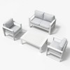 LayinSun 4 Pieces Aluminum Outdoor Patio Furniture Set, Metal Modern Conversation Sofa Set with Coffee Table and Washable Thick Cushions - 2 of 4