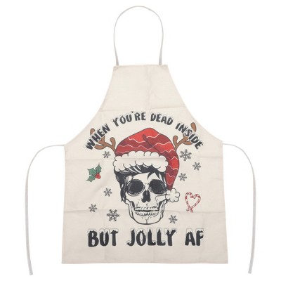 Unique Bargains Christmas Aprons Linen Beige White Black Red Yellow Blue 21.65"x26.77" 1 Pcs