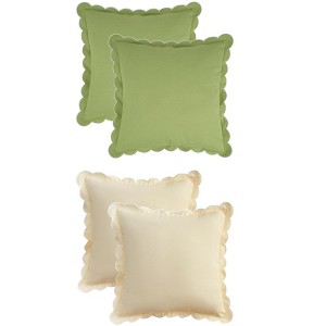 REGALWOVEN 4 Pcs Cotton Modern Soft Cozy Throw Pillow Covers with Scalloped Wavy Edge Designs for Home Decor 18 x 18 Inch - 1 of 4