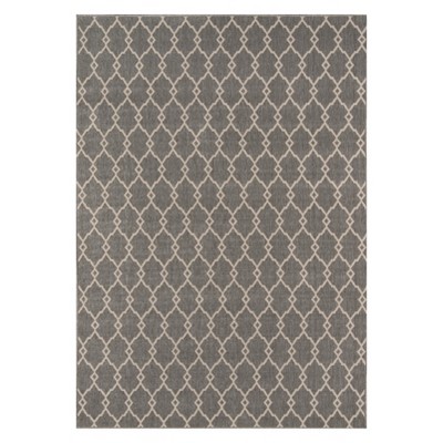 Gray Trellis Reversible Rectangular Synthetic Rug